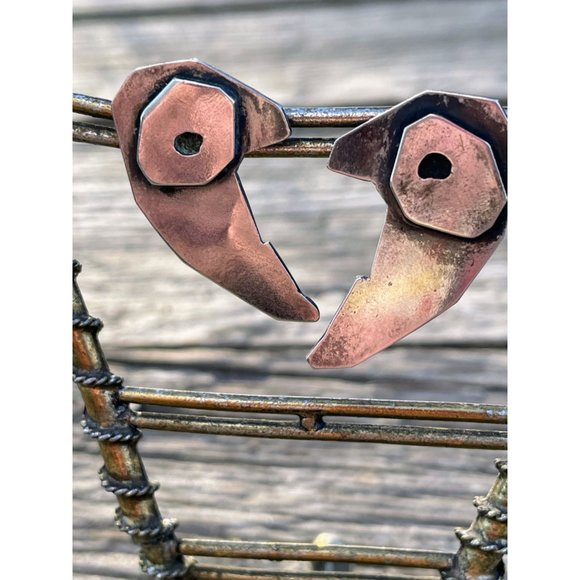 Vintage 1960s Modernist Machinist Style Sterling Silver Screw back earrings - Picture 2 of 12